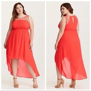 Torrid Vibrant Coral High Low Dress